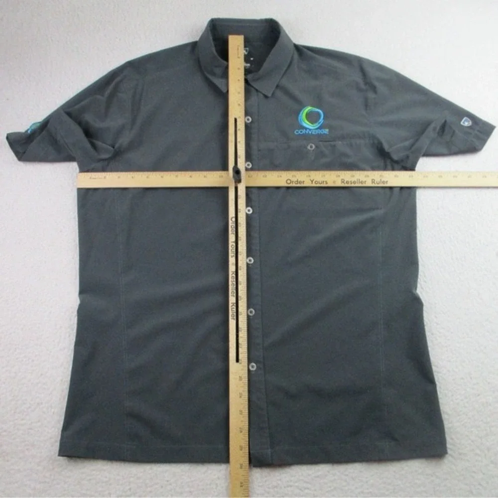 Kuhl Tufflex Shirt‎ Mens Large Gray Short Sleeve Button Up Outdoor Performance